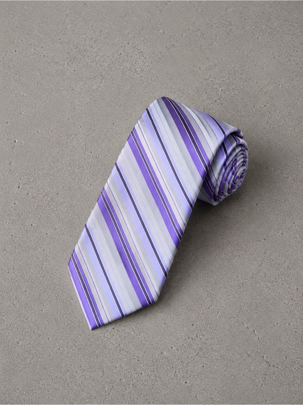 George Purple  Silver Striped Classic Necktie